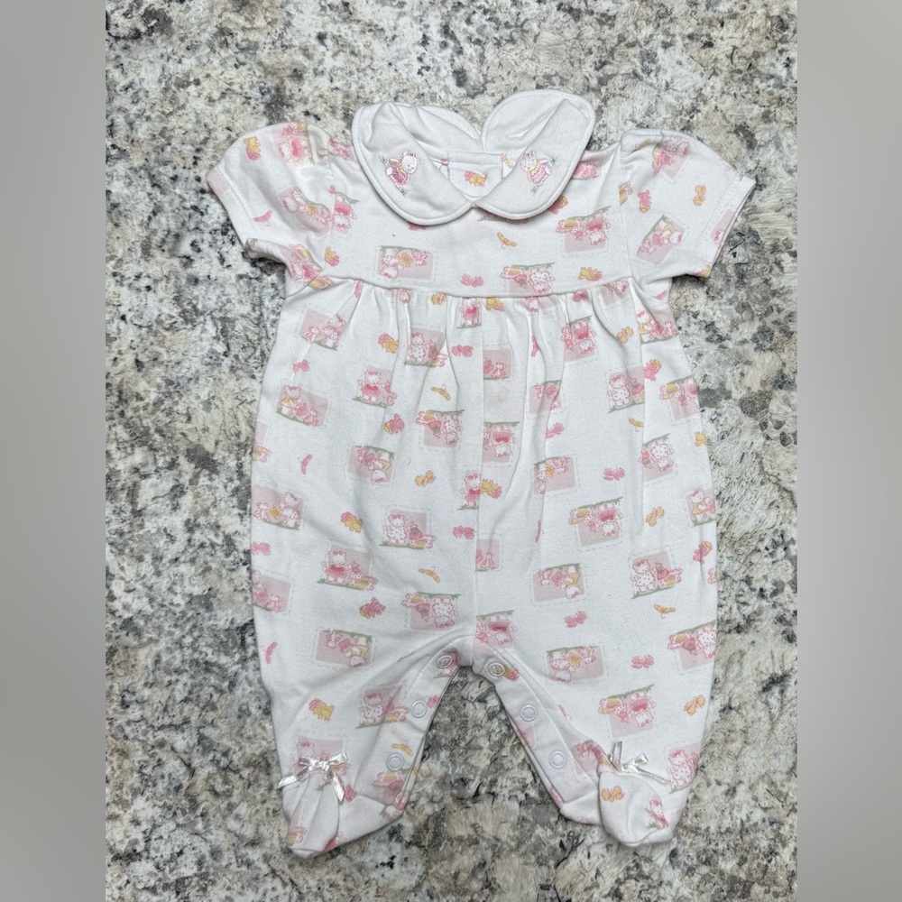 Vintage Mc Baby Adorable Baby Romper with Pink Print